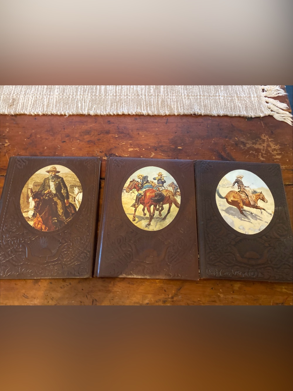 Leather-Bound Western Art Journal Set - Brown